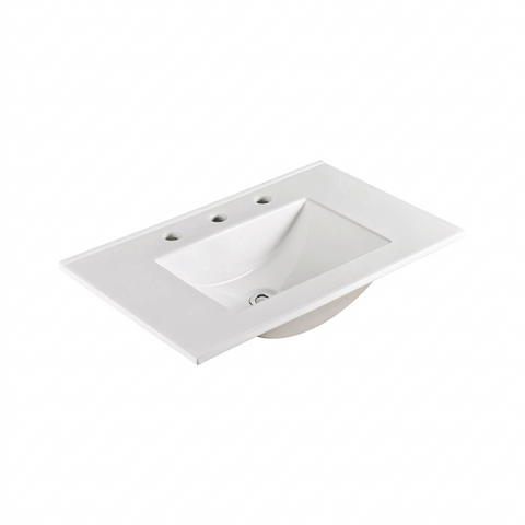 Fienza Vanessa Vanity Bench Top 750x460mm (3 Taphole) Top Only Gloss Warm White 75VAN-3