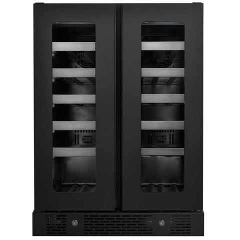 Artusi Dual Zone Wine Fridge 36 Bottle Double Door Matte Black AWC36BV
