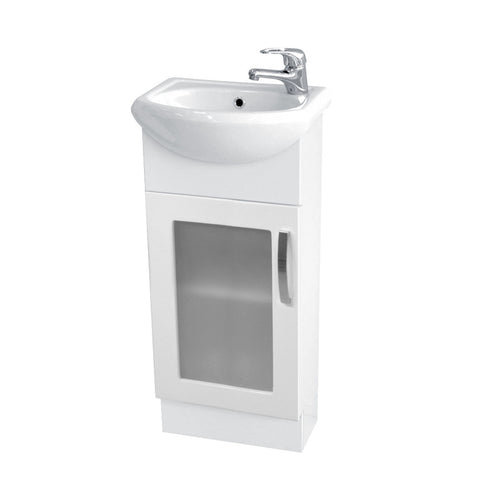 Fienza Antonio On Kickboard Vanity 400mm Glass Door White 40AKG