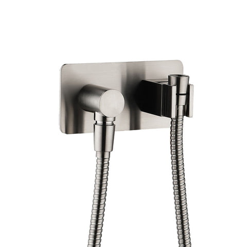 Fienza Soft Square Hand Shower Bracket w/ Hose Brushed Nickel 433100BN
