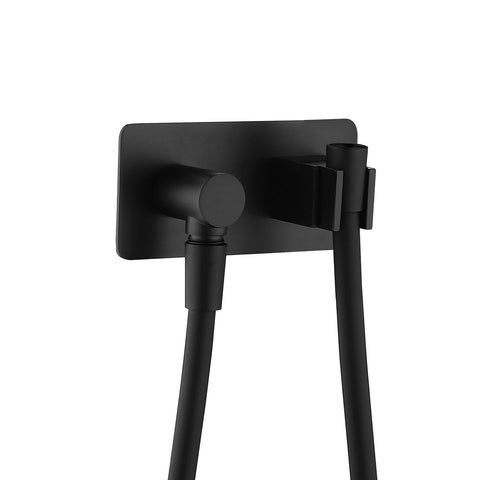 Fienza Soft Square Hand Shower Bracket w/ Hose Matte Black 433100B