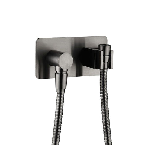 Fienza Soft Square Hand Shower Bracket w/ Hose Gunmetal 433100GM