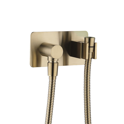 Fienza Soft Square Hand Shower Bracket w/ Hose Urban Brass 433100UB