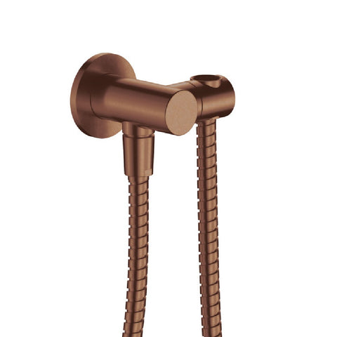Fienza Round Hand Shower Bracket w/ Hose Brushed Copper 433200CO
