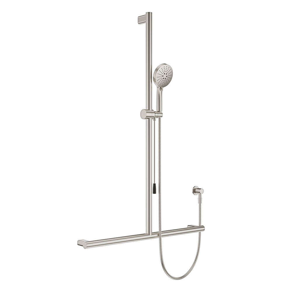 Fienza Care Inverted T Bar Rail Shower w/ Push/Pull Slider Brushed Nickel 444117BN-P