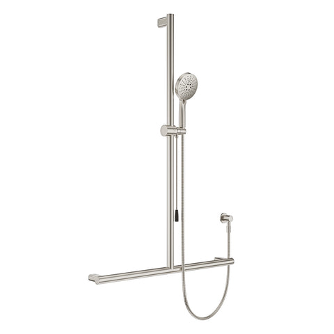 Fienza Care Inverted T Bar Rail Shower w/ Push/Pull Slider Brushed Nickel 444117BN-P