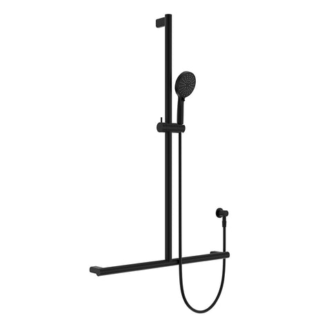 Fienza Care Inverted T Bar Rail Shower Matte Black 444117B