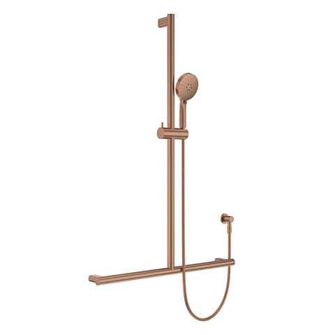 Fienza Care Inverted T Bar Rail Shower Brushed Copper 444117CO