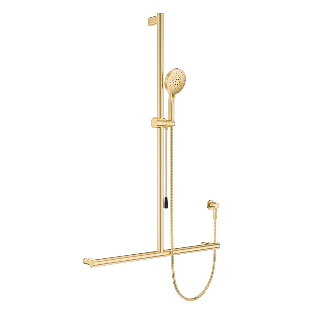 Fienza Care Inverted T Bar Rail Shower w/ Push/Pull Slider Urban Brass 444117UB-P