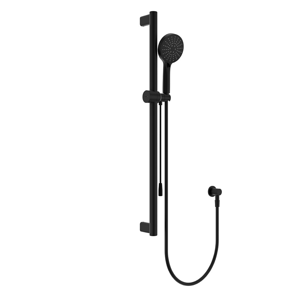 Fienza Care Rail Shower Set 900mm w/ Push/Pull Slider Matte Black 444119B-P