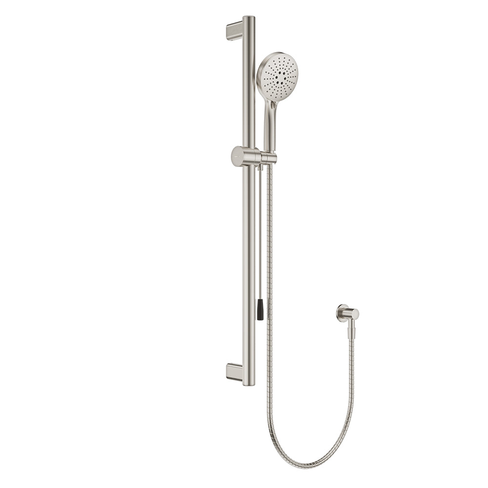 Fienza Care Rail Shower Set 900mm w/ Push/Pull Slider Brushed Nickel 444119BN-P