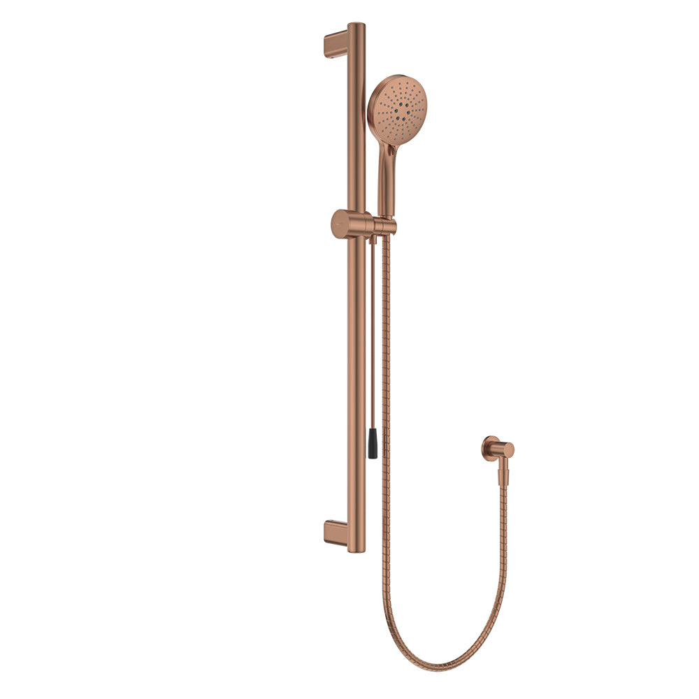 Fienza Care Rail Shower Set 900mm w/ Push/Pull Slider Brushed Copper 444119CO-P