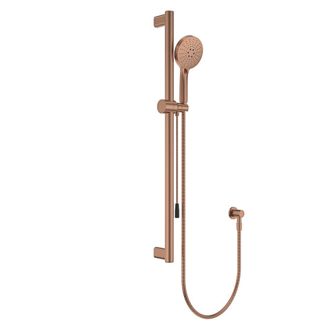Fienza Care Rail Shower Set 900mm w/ Push/Pull Slider Brushed Copper 444119CO-P