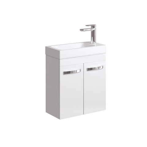 Fienza Denzel Wall Hung Vanity (1 Taphole) No Overflow 450mm Gloss White 4525DW