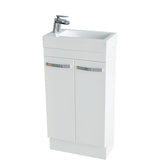 Fienza Ralph Vanity On Kickboard Solid Doors w/ Overflow 450mm Gloss White 4525KW-OF