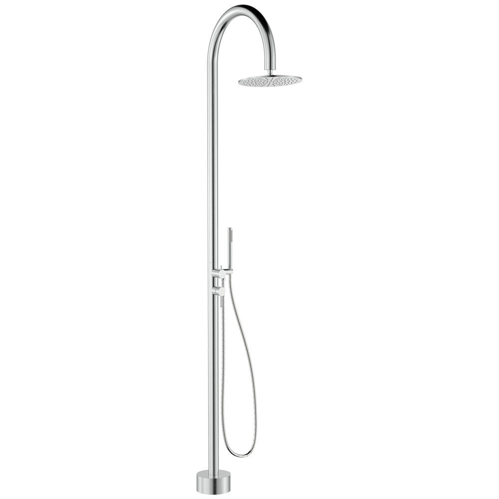 Fienza Kaya Floor Mounted Outdoor Twin Shower Brushed Stainless Steel 455190
