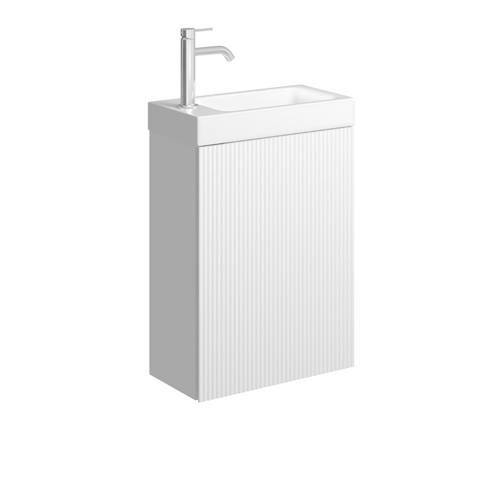 Fienza Denzel Minka Wall Hung Vanity 450mm (1 Taphole) No Overflow Satin White 45DUW