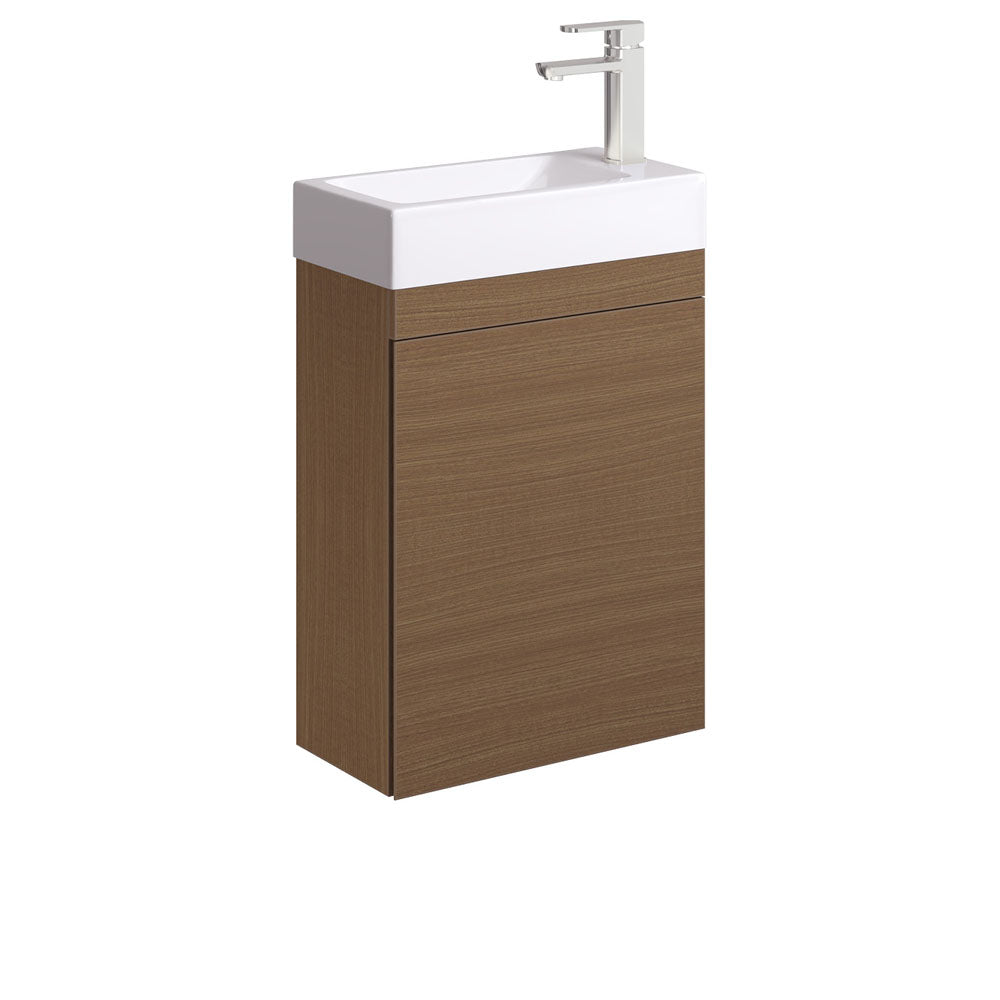 Fienza Denzel Minka Wall Hung Vanity 450mm (1 Taphole) No Overflow Walnut 45DWA