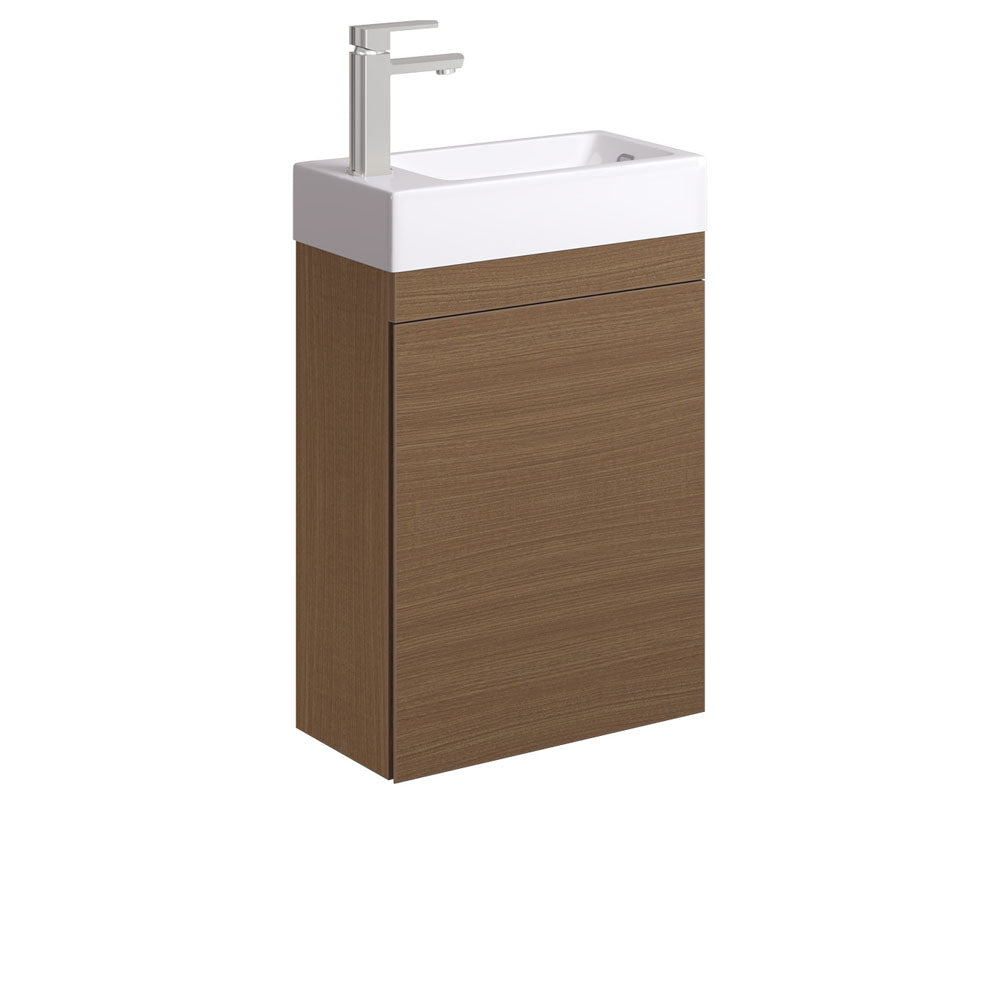 Fienza Edge Wall Hung Vanity 450mm w/ Overflow Walnut 45RWA-OF