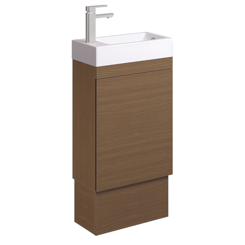 Fienza Edge On Kickboard Vanity 450mm w/ Overflow Walnut 45RWAK-OF