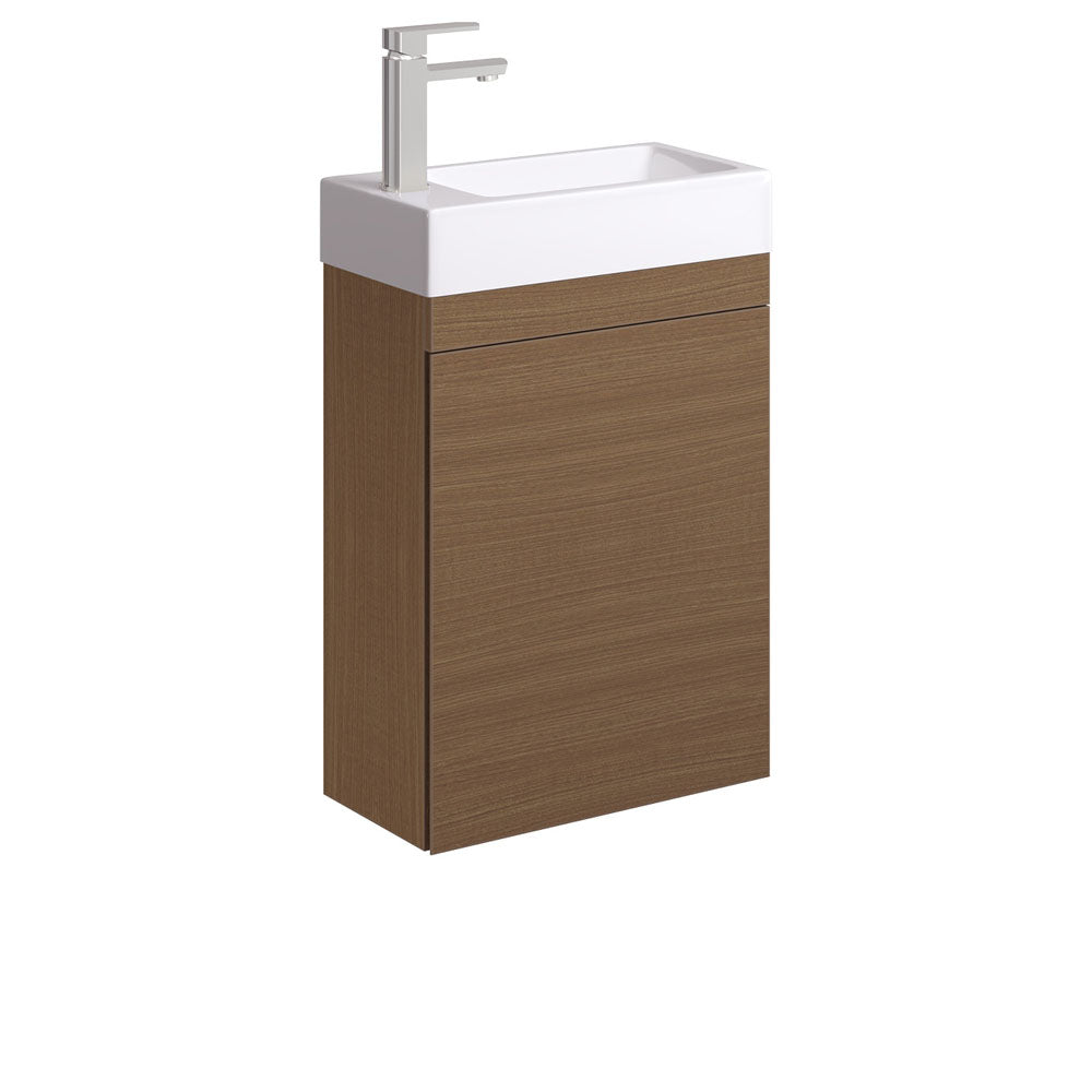 Fienza Edge Wall Hung Vanity 450mm No Overflow Walnut 45RWA