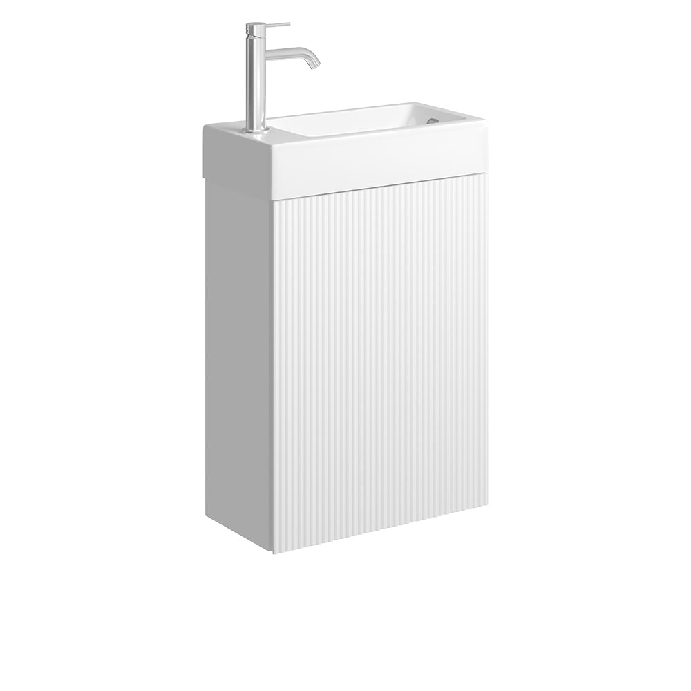 Fienza Minka Wall Hung Vanity 450mm (1 Taphole) w/ Overflow Satin White 45UW-OF