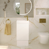 Fienza Minka On Kickboard Vanity 450mm (1 Taphole) w/ Overflow Satin White 45UWK-OF