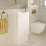Fienza Minka On Kickboard Vanity 450mm (1 Taphole) w/ Overflow Satin White 45UWK-OF