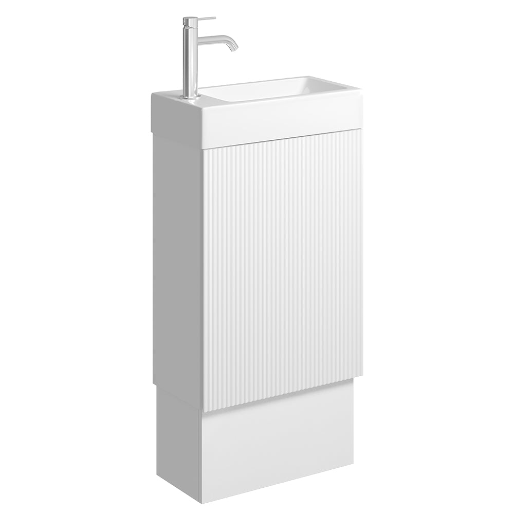 Fienza Minka On Kickboard Vanity 450mm (1 Taphole) No Overflow Satin White 45UWK