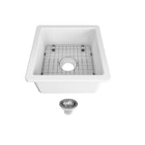 Seima Odessa 460 Ceramic Butler Sink Single Bowl 460x460mm Abovemount/Undermount White Gloss (inc.Brushed Gunmetal Waste & Grid) 192510