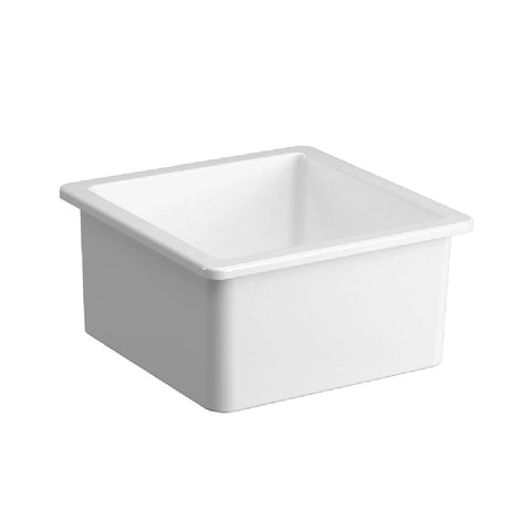 Seima Odessa 460 Ceramic Butler Sink Single Bowl 460x460mm Abovemount/Undermount White Gloss (inc.Brushed Gunmetal Waste & Grid) 192510