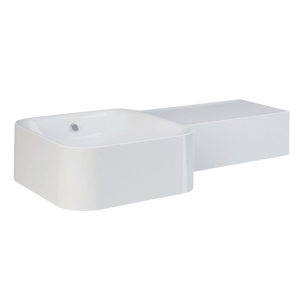 Fienza Rak Petit Square Wall Hung Basin 765x360mm (No Taphole) w/ Overflow White 47700AWHA
