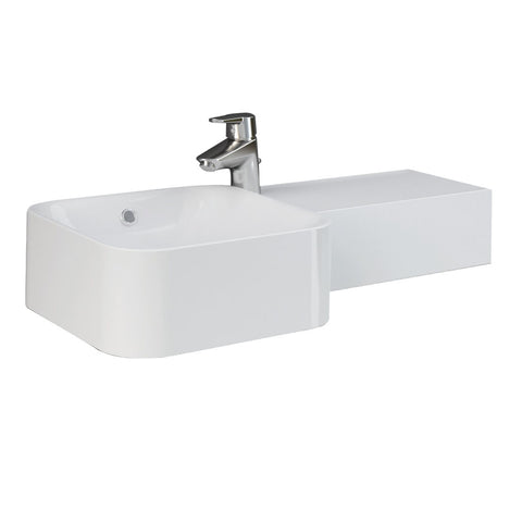 Fienza Rak Petit Wall Hung Square Basin Right Edge (1 Taphole) 765x360mm w/ Overflow White 47701AWHA