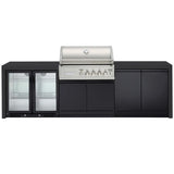 Crossray Premium Outdoor Kitchen 4 Gas Burners w/ Double Fridge Black TC4KB-21