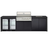 Crossray Premium Outdoor Kitchen 4 Gas Burners w/ Sink & Double Fridge Black TC4KB-22