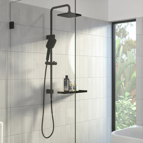 Caroma Luna Multifunction Rail Shower with Overhead Matte Black 90383BL4E