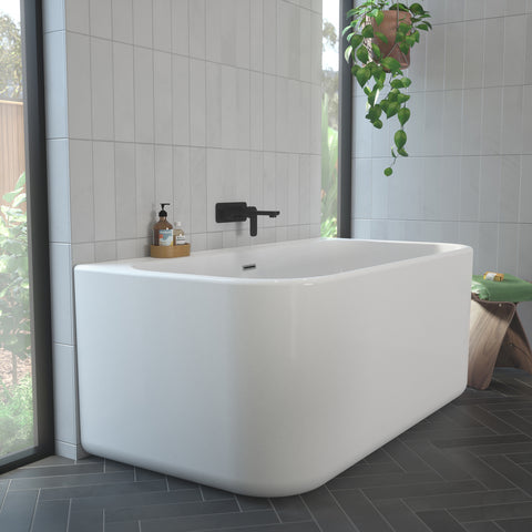 Caroma Luna Bath 1400mm Back to Wall White LU4WFW