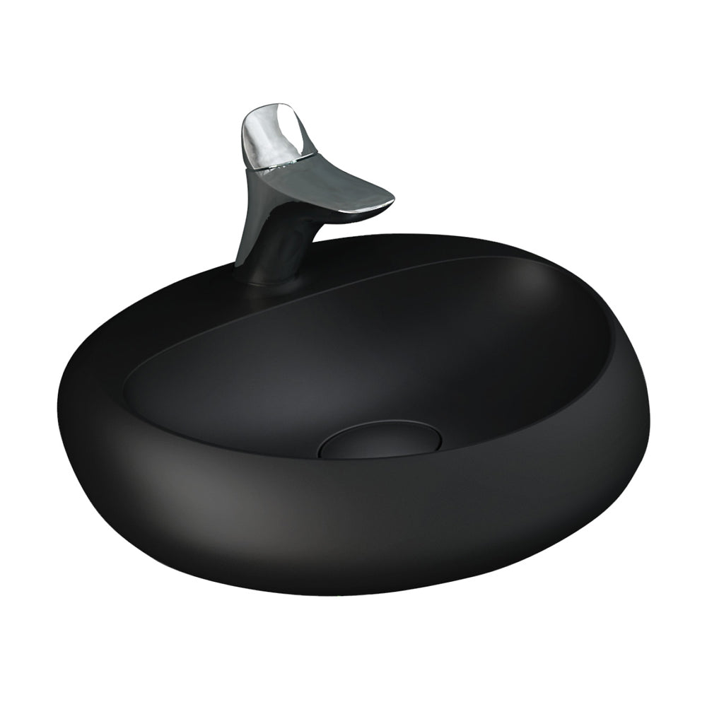 Fienza Rak Cloud Wall Hung Basin (1 Taphole) 550mm (No Overflow) Matte Black 5501504A
