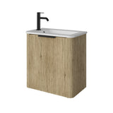Fienza Minka Mini Curved Freestanding Vanity 550mm Scandi Oak w/ Ceramic Top (Left Hand Tap) 55USL