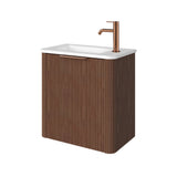 Fienza Minka Mini Curved Freestanding Vanity 550mm Walnut w/ Ceramic Top (Right Hand Tap) 55UWAR