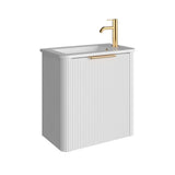 Fienza Minka Mini Curved Freestanding Vanity 550mm Matte White w/ Ceramic Top (Right Hand Tap) 55UWR