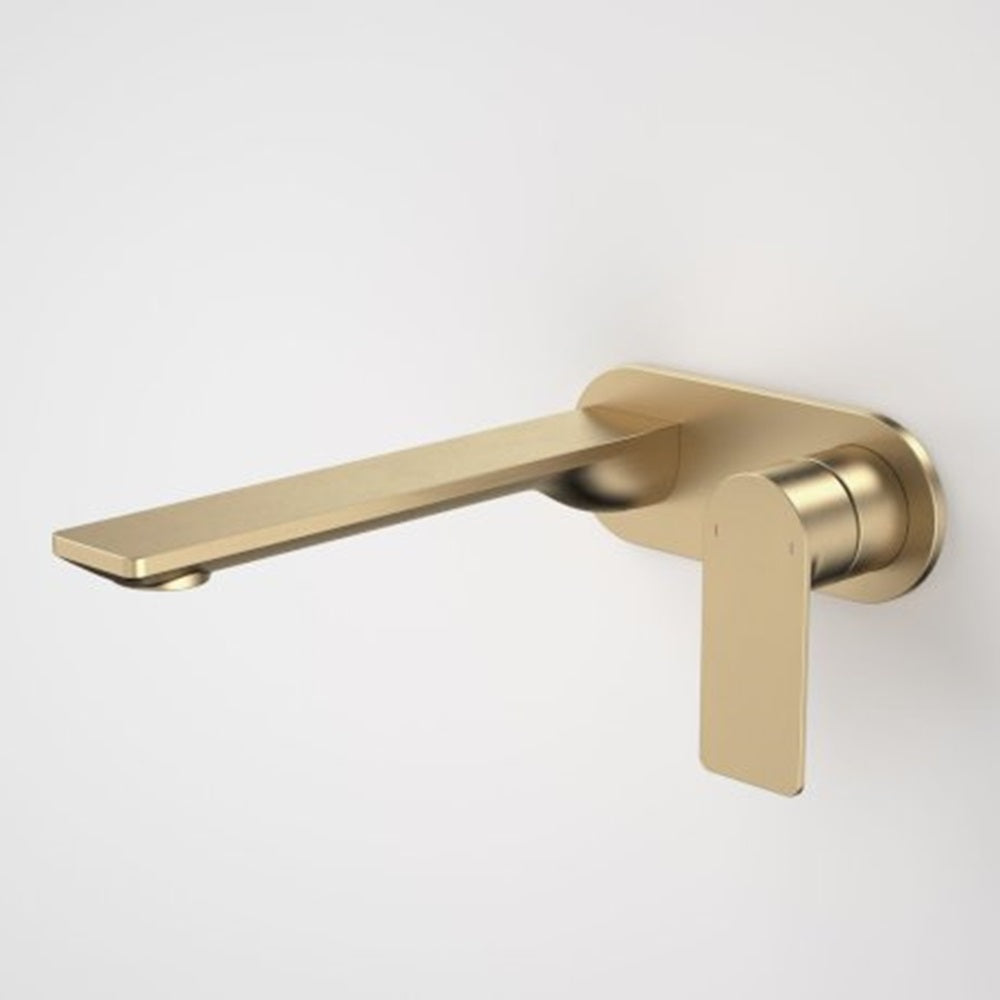 Caroma Urbane II Wall Basin / Bath Mixer 220mm (Body & Trim)- Round Cover Plate -Lead Free Brushed Brass 99641BB6AF