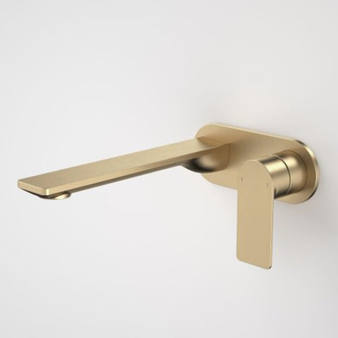 Caroma Urbane II Wall Basin / Bath Mixer 220mm (Body & Trim)- Round Cover Plate -Lead Free Brushed Brass 99641BB6AF
