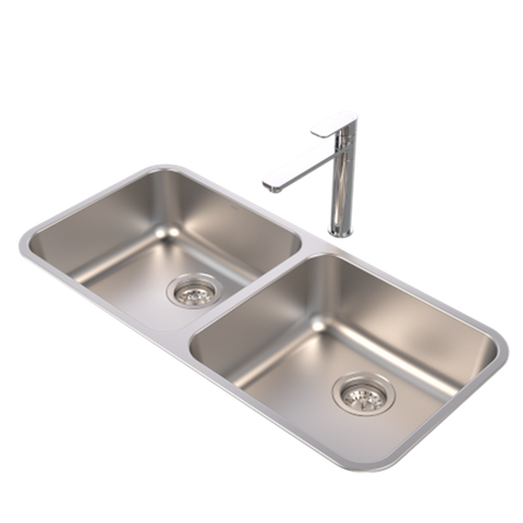 Caroma Luna Sink Kitchen Double Bowl Undermount/ Overmount 910x432mm Stainless Steel COCL200