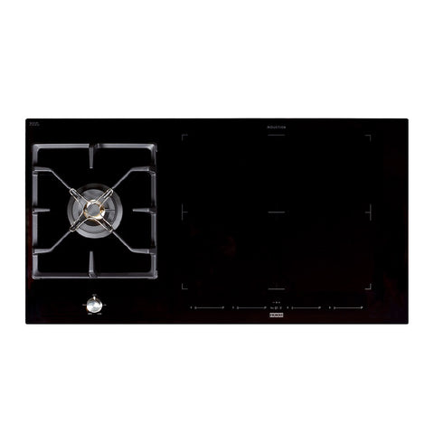 Franke Cooktop Dual Fuel 96cm 4 + 1 Black Ceramic Glass 4 Zone Induction + 1 Gas WOK Burner LPG FIXG9041B2L