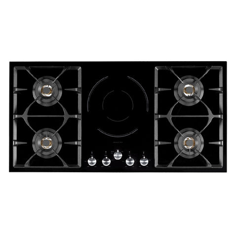 Franke Cooktop Dual Fuel 101.5cm Ceramic Glass 4 Gas Burners NG + 1 large Induction Zone FIXG905B1N