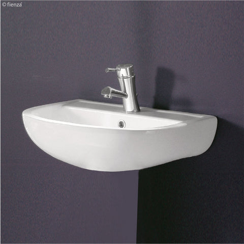 Fienza Rak Compact Wall Hung Basin 450mm (1 Taphole) Gloss White 601101W