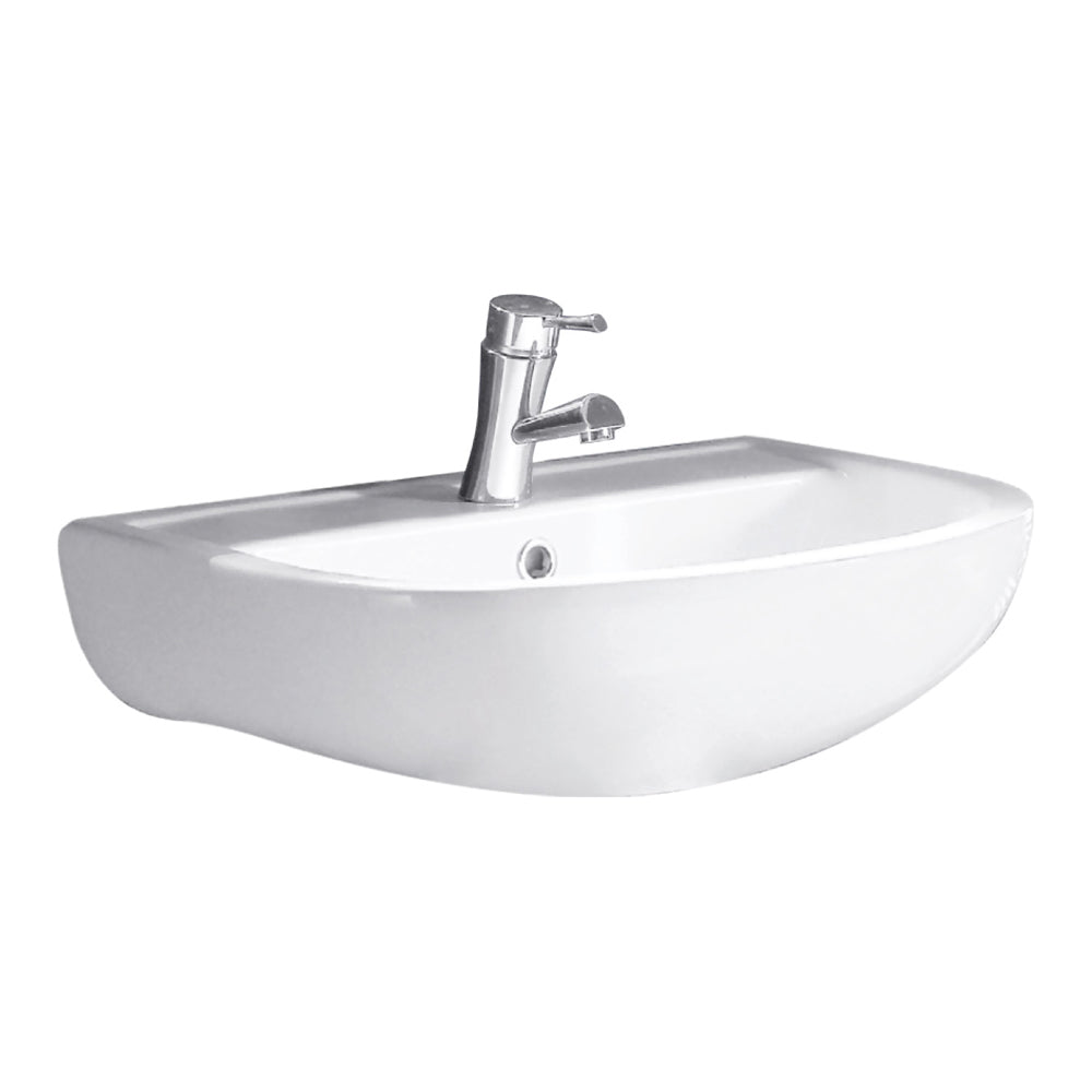 Fienza Rak Compact Wall Hung Basin 550mm (1 Taphole) Gloss White 601201W