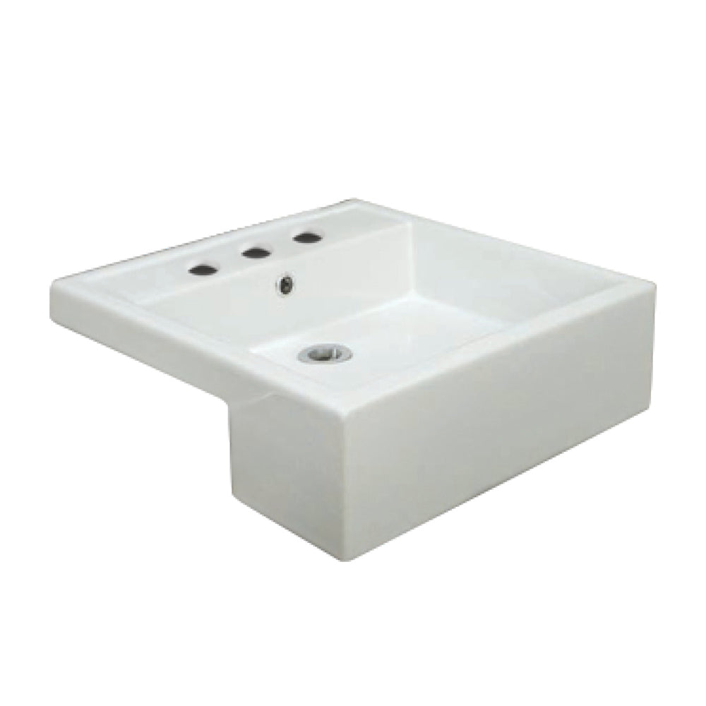 Fienza Nova Semi Recessed Basin (3 Taphole) Gloss White 602103W