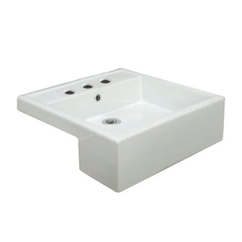 Fienza Nova Semi Recessed Basin (3 Taphole) Gloss White 602103W